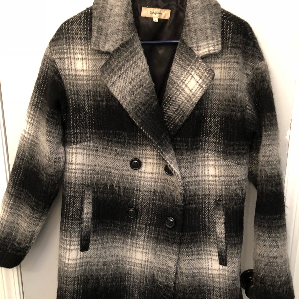 Plaid double breasted peacoat